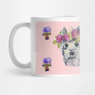 Llama with Viola Flowers Mug